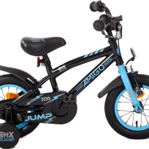 Laagste prijs: AMIGO BMX Jump 12 Inch 22 cm Jongens Terugtraprem Zwart/Blauw
