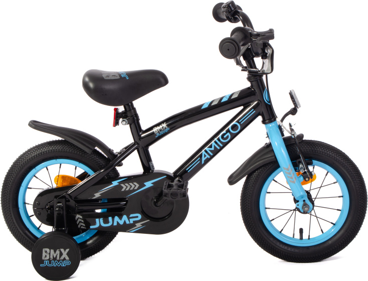 Laagste prijs: AMIGO BMX Jump 12 Inch 22 cm Jongens Terugtraprem Zwart/Blauw