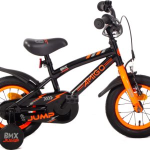 Laagste prijs: AMIGO BMX Jump 12 Inch 22 cm Jongens Terugtraprem Zwart/Neon Oranje