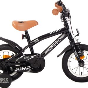 Laagste prijs: AMIGO BMX Jump 12 Inch 22 cm Jongens Terugtraprem Zwart/Wit