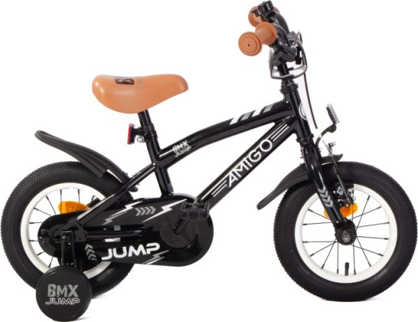 Laagste prijs: AMIGO BMX Jump 12 Inch 22 cm Jongens Terugtraprem Zwart/Wit