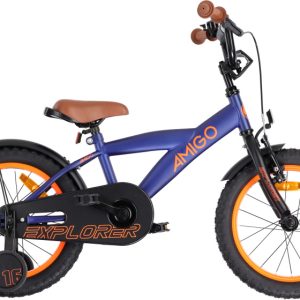Laagste prijs: AMIGO Explorer 16 Inch 23 cm Jongens Terugtraprem Blauw/Oranje