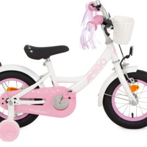 Laagste prijs: AMIGO Perfect 12 Inch 21 cm Meisjes Terugtraprem Wit/Roze