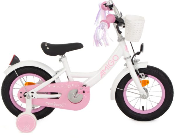 Laagste prijs: AMIGO Perfect 12 Inch 21 cm Meisjes Terugtraprem Wit/Roze