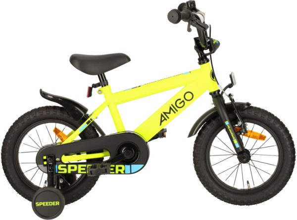 Laagste prijs: AMIGO Speeder 14 Inch 24 cm Jongens Terugtraprem Geel/Zwart