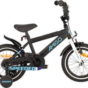 Laagste prijs: AMIGO Speeder 14 Inch 24 cm Jongens Terugtraprem Zwart/Blauw