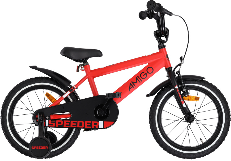 Laagste prijs: AMIGO Speeder 16 Inch Jongens Terugtraprem Rood/Zwart