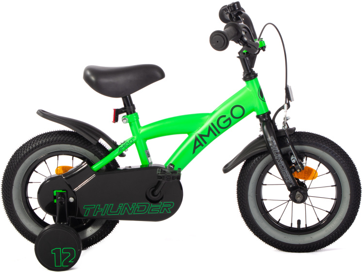 Laagste prijs: AMIGO Thunder 12 Inch 21 cm Jongens Terugtraprem Neon Groen/Zwart