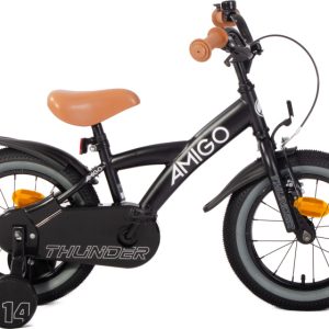 Laagste prijs: AMIGO Thunder 14 Inch 22 cm Jongens Terugtraprem Zwart/Wit