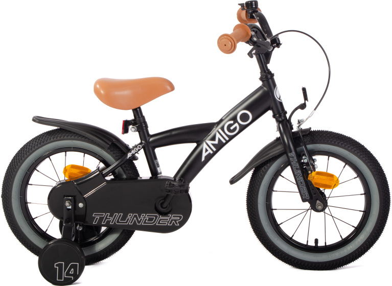 Laagste prijs: AMIGO Thunder 14 Inch 22 cm Jongens Terugtraprem Zwart/Wit