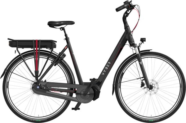 Laagste prijs: Vyber Ride E1 378Wh 28 Inch 53 cm Dames 7V Hydraulische schijfrem Zwart/Rood