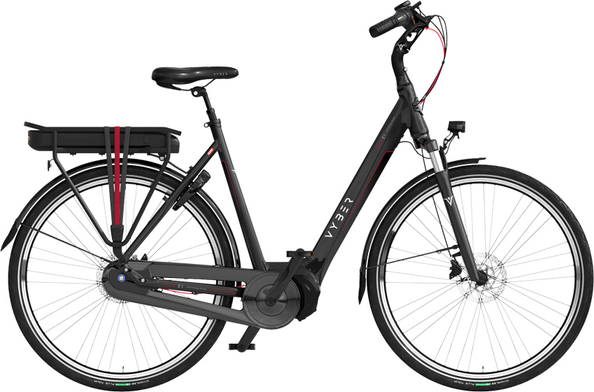 Laagste prijs: Vyber Ride E1 378Wh 28 Inch 53 cm Dames 7V Hydraulische schijfrem Zwart/Rood