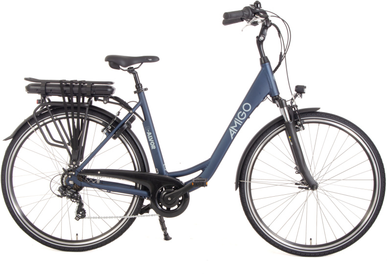 Laagste prijs: AMIGO E Alvor D2 28 Inch 53 cm Dames 7V V Brakes Matblauw