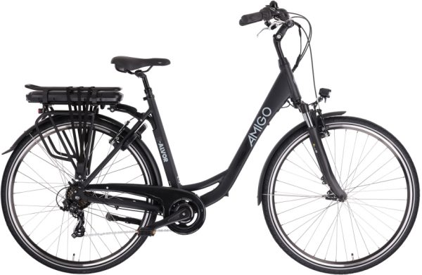 Laagste prijs: AMIGO E Alvor D2 28 Inch 53 cm Dames 7V V Brakes Matzwart