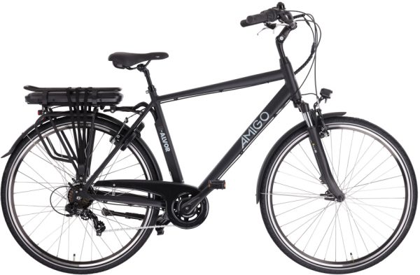 Laagste prijs: AMIGO E Alvor D2 28 Inch 53 cm Heren 7V V Brakes Matzwart