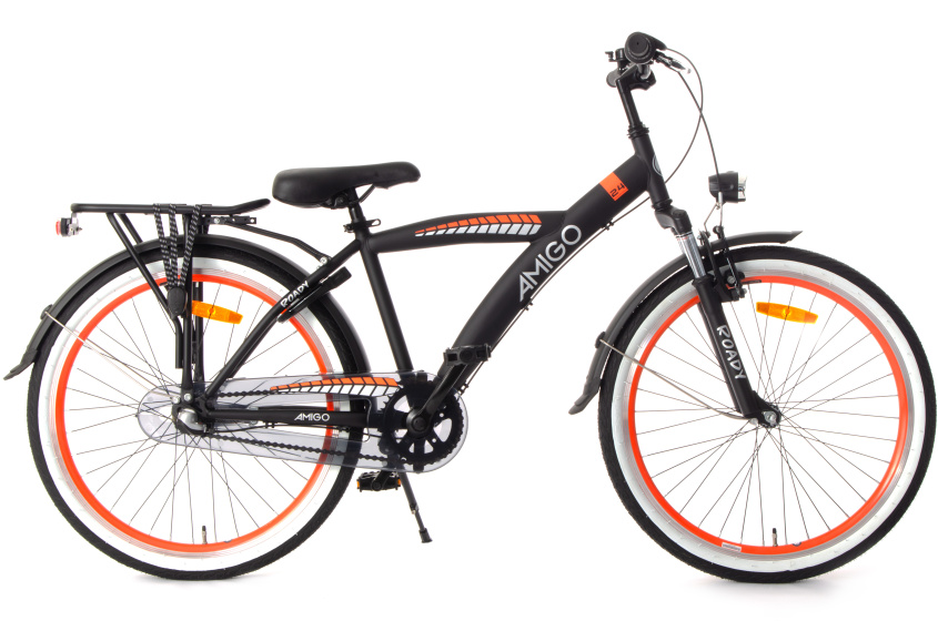 Laagste prijs: AMIGO Roady 24 Inch Jongens 3V Terugtraprem Zwart/Oranje