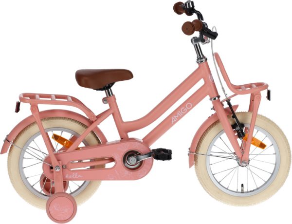 Laagste prijs: AMIGO Bella 14 Inch Meisjes Terugtraprem Zalmroze