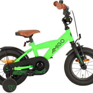 Laagste prijs: AMIGO Explorer 12 Inch Jongens Terugtraprem Groen/Zwart