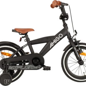 Laagste prijs: AMIGO Explorer 14 Inch Jongens Terugtraprem Zwart/Wit