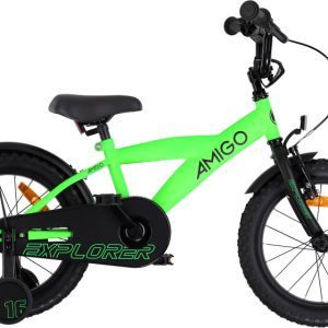 Laagste prijs: AMIGO Explorer 16 Inch Jongens Terugtraprem Groen/Zwart