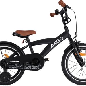 Laagste prijs: AMIGO Explorer 16 Inch Jongens Terugtraprem Zwart/Wit