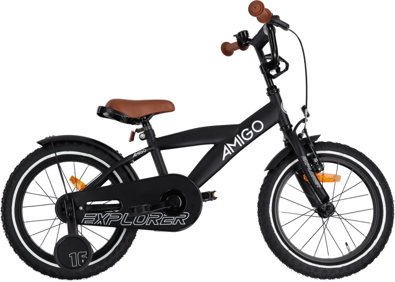 Laagste prijs: AMIGO Explorer 16 Inch Jongens Terugtraprem Zwart/Wit