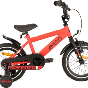 Laagste prijs: AMIGO Speeder 14 Inch Jongens Terugtraprem Rood/Zwart