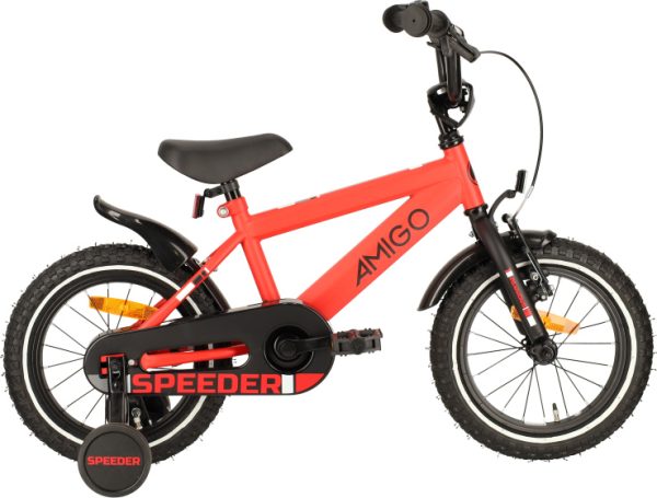 Laagste prijs: AMIGO Speeder 14 Inch Jongens Terugtraprem Rood/Zwart