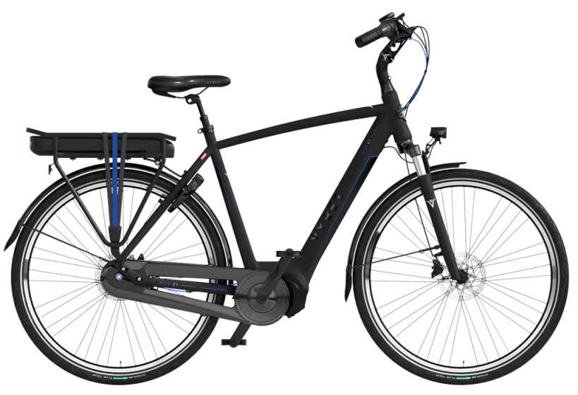 Laagste prijs: Vyber Ride E1 378Wh 28 Inch 61 cm Heren 7V Hydraulische schijfrem Matzwart/Blauw