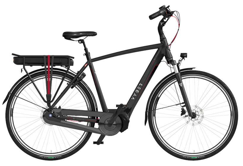 Laagste prijs: Vyber Ride E1 378Wh 28 Inch 61 cm Heren 7V Hydraulische schijfrem Zwartglans/Rood