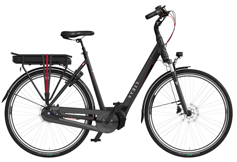 Laagste prijs: Vyber Ride E1 630Wh 28 Inch 57 cm Dames 7V Hydraulische schijfrem Zwart/Rood