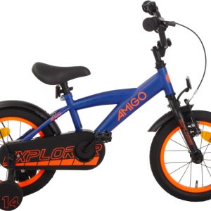Laagste prijs: AMIGO Explorer 14 Inch Jongens Terugtraprem Blauw/Oranje