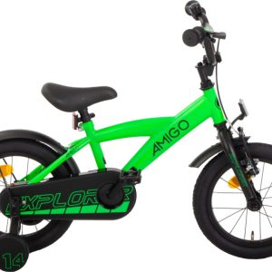 Laagste prijs: AMIGO Explorer 14 Inch Jongens Terugtraprem Groen/Zwart