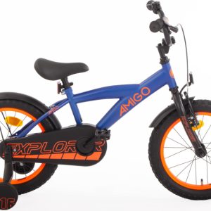 Laagste prijs: AMIGO Explorer 16 Inch Jongens Terugtraprem Blauw/Oranje