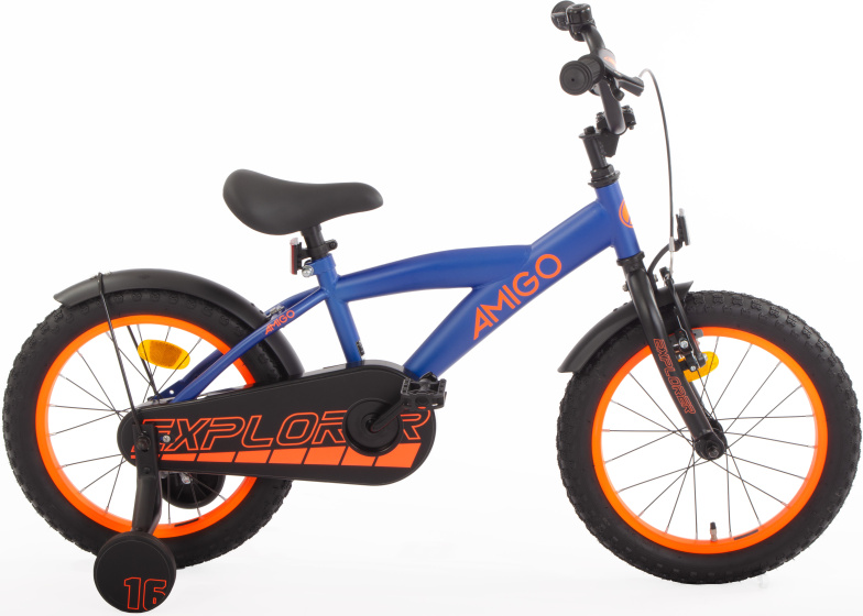 Laagste prijs: AMIGO Explorer 16 Inch Jongens Terugtraprem Blauw/Oranje