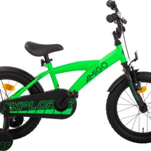 Laagste prijs: AMIGO Explorer 16 Inch Jongens Terugtraprem Groen/Zwart