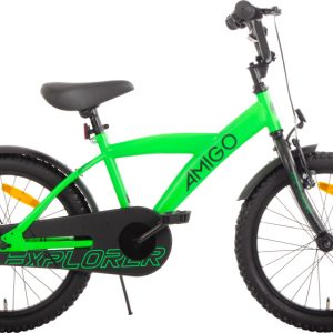 Laagste prijs: AMIGO Explorer 18 Inch Jongens Terugtraprem Groen/Zwart