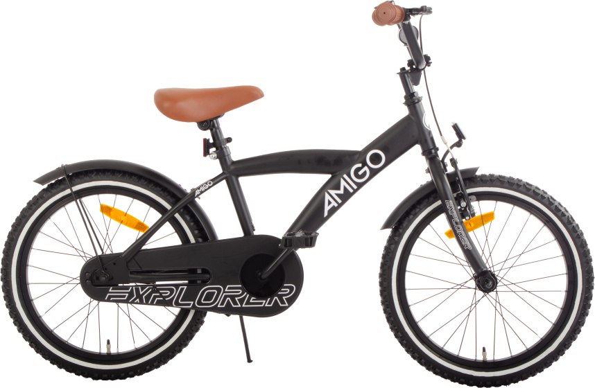 Laagste prijs: AMIGO Explorer 18 Inch Jongens Terugtraprem Zwart/Wit