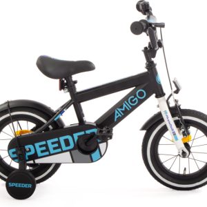 Laagste prijs: AMIGO Speeder 12 Inch Jongens Terugtraprem Zwart/Blauw