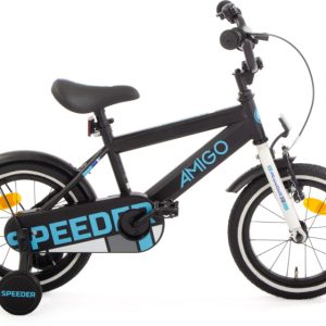 Laagste prijs: AMIGO Speeder 14 Inch Jongens Terugtraprem Zwart/Blauw